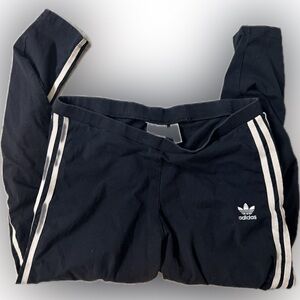 Adidas Women’s Black Joggers with White Stripes